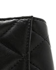 Lambskin Quilted Pearl Crush Clutch With Chain Black