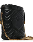 Calfskin Matelasse Mini GG Marmont 2.0 Bucket Bag Black