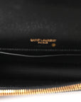 Grain De Poudre Matelasse Chevron Monogram Envelope Chain Wallet Black