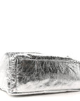 Metallized Arena Calfskin Medium Monaco Chain Shoulder Bag Silver
