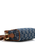 New Denim GG Monogram Dollar Calfskin Mini Ophidia Shoulder Bag Blue Tea Cuir Epilog