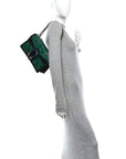 Snakeskin Enamel Small Dionysus Shoulder Bag Green