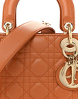 Lambskin Cannage Small Lucky Badges My Lady D1OR Orange