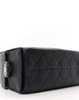 Metallic Caviar Quilted Mini CHNL 25 Handbag Dark Blue