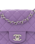 Lambskin Quilted Mini Rectangular Flap Purple