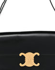 Shiny Calfskin Triomphe Shoulder Bag Black