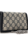 GG Supreme Monogram Textured Dollar Calfskin Super Mini Dionysus Shoulder Bag Beige Blue