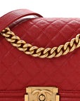 Caviar Quilted Medium Boy Flap Red