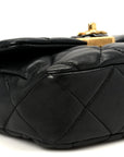 Lambskin Resin Quilted Mini Heart Square Flap Black