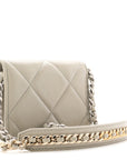 Lambskin Quilted CHNL 19 Flap Coin Purse With Chain Grey