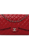 Caviar Quilted Jumbo Double Flap Dark Red