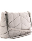 Lambskin Quilted Medium Loulou Puffer Monogram Chain Satchel Granite