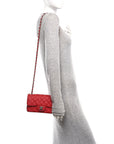 Caviar Quilted Mini Rectangular Flap Red