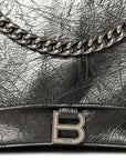Metallic Crushed Calfskin Large Crush Chain Bag Steel Grey