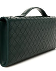 Nappa Intrecciato Long Andiamo Top Handle Clutch Emerald Green