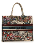 Canvas Embroidered Large Zodiac Book Tote Latte Multicolor