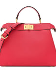 Vitello Seta Shiny Nappa Small Peekaboo I SEE U Satchel Lampone Light Rose