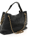 Calfskin Quilted Small Coco Base Shopping Bag Black
