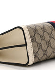 GG Supreme Monogram Textured Calfskin Web Small Ophidia Chain Shoulder Bag Beige Ebony Mystic White