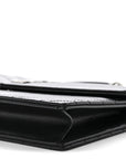 Grain De Poudre Matelasse Chevron Monogram Envelope Chain Wallet Black