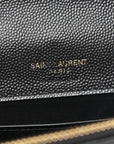Grain De Poudre Matelasse Chevron Monogram Envelope Chain Wallet Black
