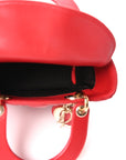 Lambskin Cannage Small Lucky Badges Lady D1OR Red