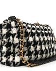 Tweed Quilted Maxi CHNL 19 Flap Black Ecru White
