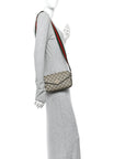 GG Supreme Monogram Textured Dollar Calfskin Web Mini Ophidia Envelope Shoulder Bag Beige Ebony