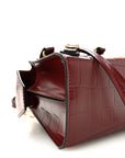 Semi Shiny Calfskin Crocodile Embossed Neo Classic Gold Hardware Mini City Dark Red