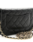 Caviar Quilted Wallet on Chain WOC Black