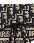 Oblique Embroidered Saddle Belt Pouch Blue