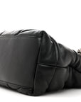 Lambskin Quilted Medium Loulou Puffer Monogram Chain Satchel Black