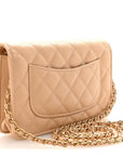 Caviar Quilted Wallet on Chain WOC Beige