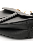 Grained Calfskin Mini Saddle Bag Black