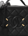 Caviar Quilted Small CC Filigree Vanity Case Black