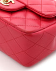 Lambskin Quilted Mini Square Flap Dark Pink
