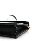 Grain De Poudre Matelasse Chevron Monogram Envelope Chain Wallet Black