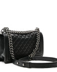 Calfskin Quilted Medium Boy Flap Black