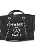 Calfskin Medium Deauville Tote Black Multicolor