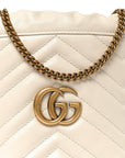 Calfskin Matelasse Mini GG Marmont 2.0 Bucket Bag White