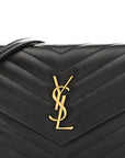 Grain De Poudre Matelasse Chevron Monogram Envelope Chain Wallet Black