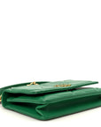Lambskin Quilted CHNL 19 Wallet On Chain WOC Green