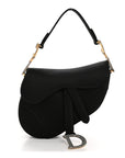 Satin Crystal Mini Saddle Bag Black