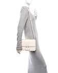 Ultra Matte Grained Calfskin 30 Montaigne Flap Bag White