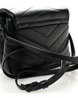 Calfskin Y Quilted Monogram Monochrome Toy Loulou Crossbody Bag Black