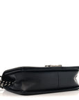 Calfskin Chevron Quilted Medium Chain Boy Flap Black