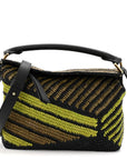Raffia Calfskin Small Puzzle Bag Anise Olive