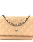Caviar Quilted Wallet on Chain WOC Beige