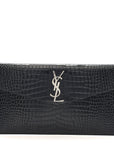Calfskin Crocodile Embossed Uptown Monogram Pouch Black