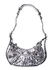 Metallic Agneau Arena Leopard Le Cagole Shoulder Bag XS Dark Grey